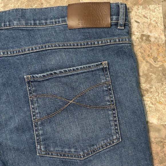 Brunello Cucinelli Jeans Mens 56 (40x33) Blue Skinny Fit Button Fly Italy